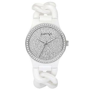 Kendall + Kylie Women's Trendy White Braid Chain Ceramic Band Watch